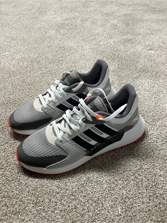 Other - Adidas Men's Grey and Black Sneakers with Orange Accents